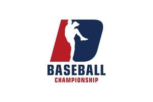 lettre d avec création de logo de baseball. éléments de modèle de conception de vecteur pour l'équipe sportive ou l'identité d'entreprise.