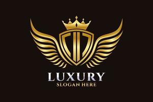 luxe royal aile lettre ii crête or couleur logo vecteur, logo de victoire, logo de crête, logo d'aile, modèle de logo vectoriel. vecteur