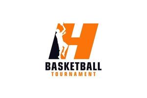 lettre h avec création de logo de basket-ball. éléments de modèle de conception de vecteur pour l'équipe sportive ou l'identité d'entreprise.