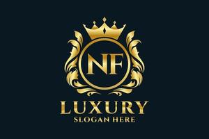 modèle initial de logo de luxe royal de lettre nf dans l'art vectoriel pour des projets de marque luxueux et d'autres illustrations vectorielles.