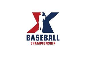 lettre x avec création de logo de baseball. éléments de modèle de conception de vecteur pour l'équipe sportive ou l'identité d'entreprise.