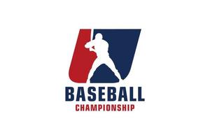 lettre u avec création de logo de baseball. éléments de modèle de conception de vecteur pour l'équipe sportive ou l'identité d'entreprise.