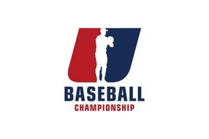 lettre u avec création de logo de baseball. éléments de modèle de conception de vecteur pour l'équipe sportive ou l'identité d'entreprise.