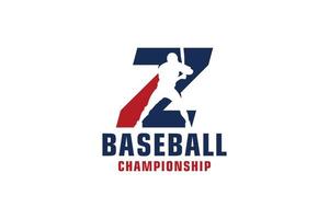 lettre z avec création de logo de baseball. éléments de modèle de conception de vecteur pour l'équipe sportive ou l'identité d'entreprise.