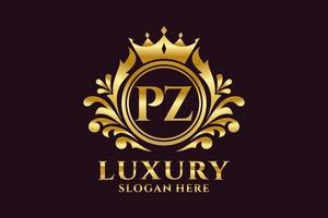 modèle de logo de luxe royal de lettre pz initiale dans l'art vectoriel pour des projets de marque luxueux et d'autres illustrations vectorielles.