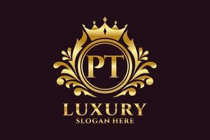 modèle de logo de luxe royal lettre initiale pt dans l'art vectoriel pour les projets de marque luxueux et autres illustrations vectorielles.