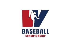 lettre w avec création de logo de baseball. éléments de modèle de conception de vecteur pour l'équipe sportive ou l'identité d'entreprise.