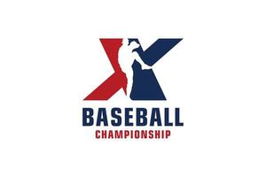 lettre x avec création de logo de baseball. éléments de modèle de conception de vecteur pour l'équipe sportive ou l'identité d'entreprise.