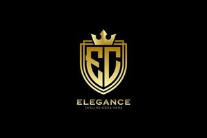 logo monogramme de luxe élégant initial ec ou modèle de badge avec volutes et couronne royale - parfait pour les projets de marque de luxe vecteur