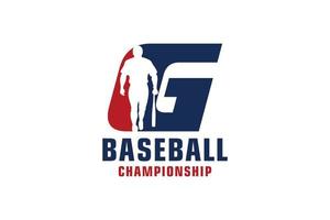 lettre g avec création de logo de baseball. éléments de modèle de conception de vecteur pour l'équipe sportive ou l'identité d'entreprise.