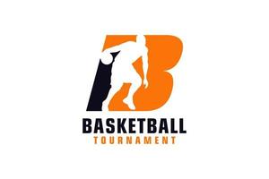 lettre b avec création de logo de basket-ball. éléments de modèle de conception de vecteur pour l'équipe sportive ou l'identité d'entreprise.