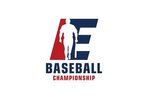 lettre e avec création de logo de baseball. éléments de modèle de conception de vecteur pour l'équipe sportive ou l'identité d'entreprise.