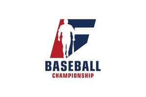 lettre f avec création de logo de baseball. éléments de modèle de conception de vecteur pour l'équipe sportive ou l'identité d'entreprise.
