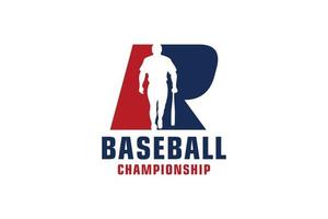 lettre r avec création de logo de baseball. éléments de modèle de conception de vecteur pour l'équipe sportive ou l'identité d'entreprise.