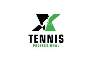 lettre x avec création de logo de silhouette de joueur de tennis. éléments de modèle de conception de vecteur pour l'équipe sportive ou l'identité d'entreprise.