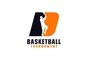 lettre d avec création de logo de basket-ball. éléments de modèle de conception de vecteur pour l'équipe sportive ou l'identité d'entreprise.