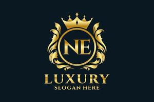 modèle initial de logo de luxe royal de lettre ne dans l'art vectoriel pour des projets de marque luxueux et d'autres illustrations vectorielles.