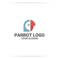 création de logo p tête pour vecteur d'oiseau perroquet,