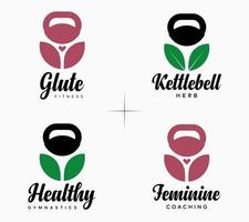 kettlebell fitness gym femme studio sain activité corps mince formation logo design vecteur