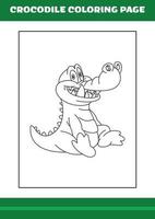 coloriage crocodile. illustration de crocodile de dessin animé pour cahier de coloriage vecteur