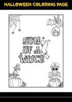 coloriage de citations d'halloween. coloriage d'halloween pour les enfants. vecteur