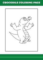 coloriage crocodile. illustration de crocodile de dessin animé pour cahier de coloriage vecteur