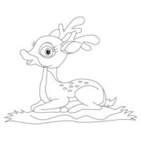 livre de coloriage de cerf pour les enfants et une collection unique d'animaux d'illustration vectorielle de dessin animé vecteur