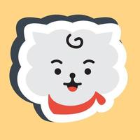 icône de caractère rj. un dessin animé mignon de visage. convient pour les papiers peints pour smartphones, les impressions, les affiches, les dépliants, les cartes de vœux, etc. vecteur