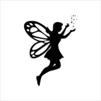 illustration vectorielle de fée silhouette. signe et symbole de fille papillon. vecteur