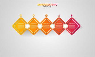 conception infographique avec 5 étapes pour la visualisation des données, diagramme, rapport annuel, conception web, présentation. modèle d'affaires de vecteur