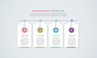 conception infographique avec 4 étapes pour la visualisation des données, diagramme, rapport annuel, conception web, présentation. modèle d'affaires de vecteur