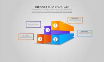 conception infographique avec 4 étapes pour la visualisation des données, diagramme, rapport annuel, conception web, présentation. modèle d'affaires de vecteur