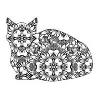 conception d'illustration vectorielle de coloriage de mandala de chat mignon. vecteur