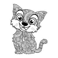 conception d'illustration vectorielle de coloriage de mandala de chat mignon. vecteur