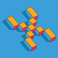 lettre x cubes colorés isométriques conception 3d vecteur