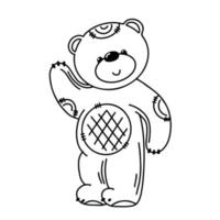 jouet ours en peluche dans un style doodle dessiné à la main. élément enfant mignon pour l'activité de jeu. illustration vectorielle. vecteur