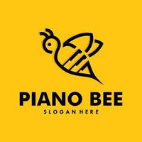 modèle de conception de logo de concepts d'abeille de piano vecteur