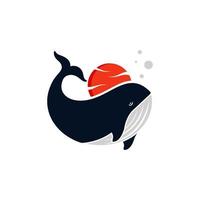 baleine avec modèle de conception de logo soleil vecteur