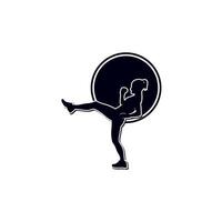 silhouette de fille de boxe dans la conception de logo de combat vecteur