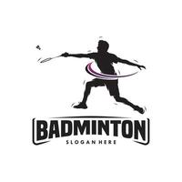 saut smash badminton silhouette création de logo vecteur