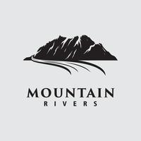 nature de montagne avec création de logo de rivière vecteur