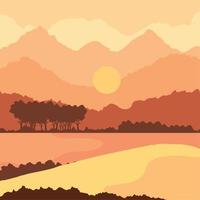 paysage de coucher de soleil de savane vecteur