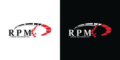 création de logo speed rpm pour automobile avec concept créatif vecteur premium