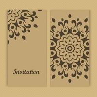 conception de carte d'invitation de mandala. conception de modèle de carte florale. carte d'invitation de date ornée. vecteur