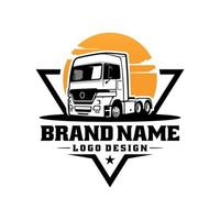 logo d'insigne d'entreprise de camionnage, logo de semi-remorque, modèle de logo prêt à l'emploi de 18 roues vecteur