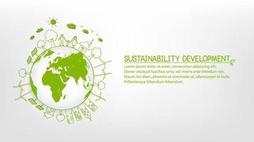 respectueux de l'environnement, développement durable et environnement mondial, illustration vectorielle vecteur