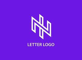 modèle de conception de logo simple lettre n ou nn sur fond violet. convient à tout logo de marque vecteur