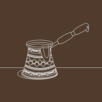 illustration vectorielle de matériel de brassage de cafetière turque cezve modifiable avec un motif détaillé dans le style de contour pour les projets liés à la tradition de la culture turque de café et ottomane vecteur