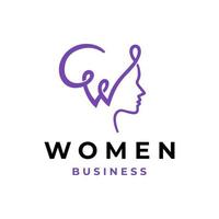 simple ligne initiale w pour les femmes salon icône logo vectoriel
