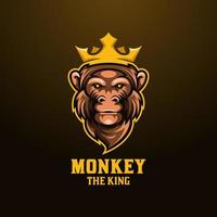 illustration vectorielle de tête de gorille mascotte. logo de la couronne du roi des singes pour les jeux, équipe de logo e sport vecteur